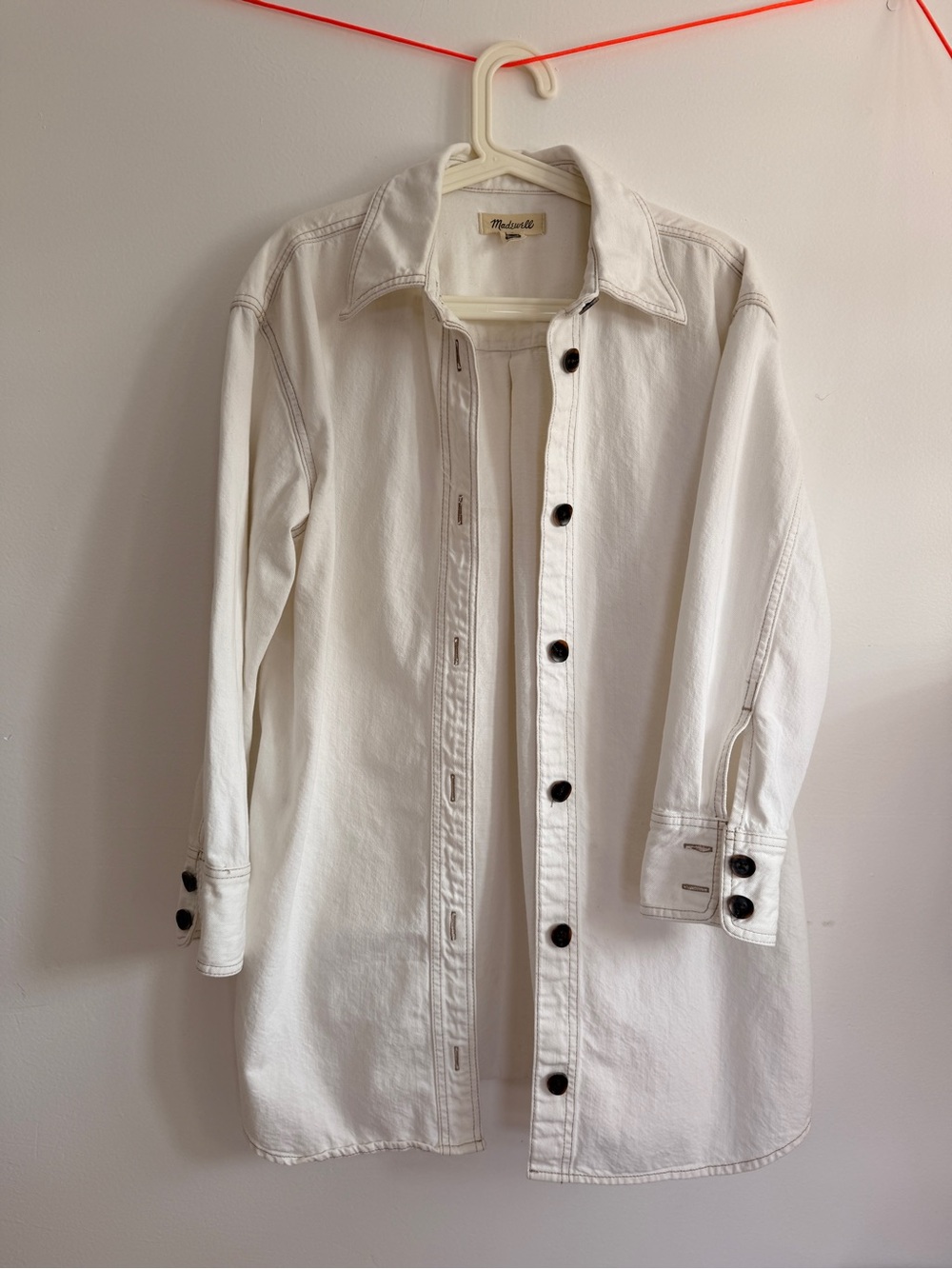 Madewell White Denim Shirt Jacket Shacket Longline Medium